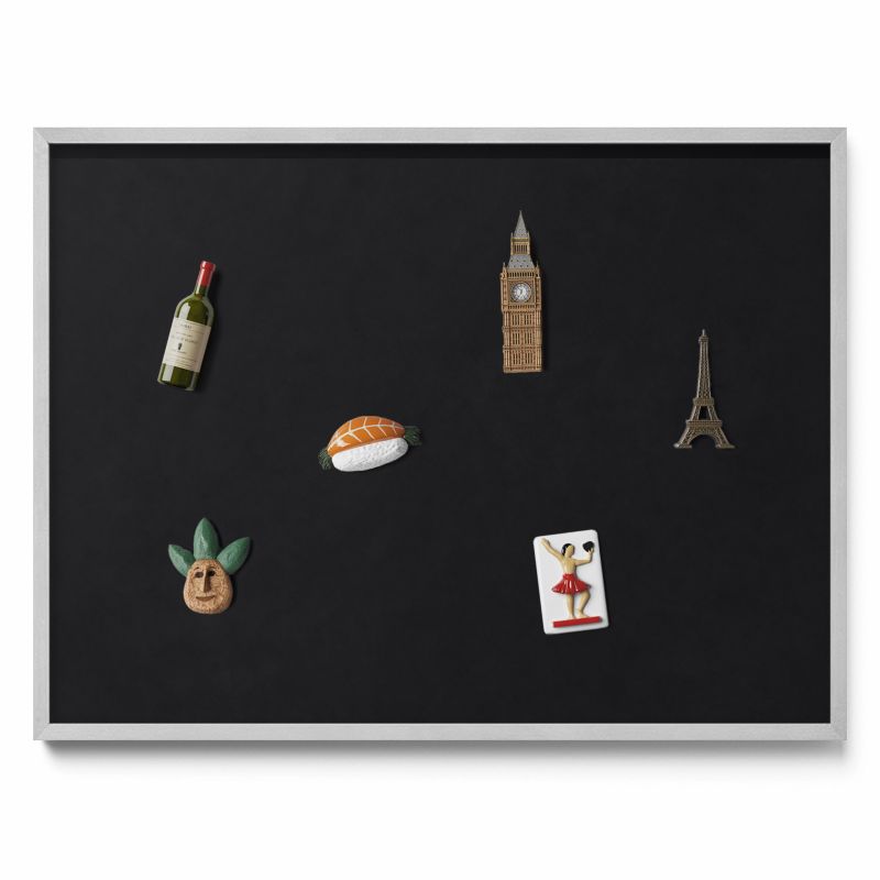 Tablica na magnesy z podróży Tulup 80x60 cm Kolor czarny w srebrnej ramie 1 szt.