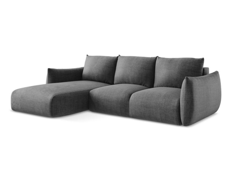 Narożnik lewostronny z funkcją spania LaMiaSofa SAVONA z tkaniny strukturalnej 242x162 cm ciemny szary 1 szt.