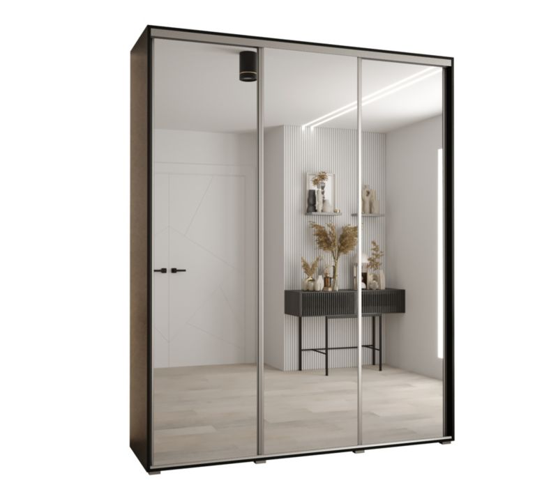 Szafa przesuwna Abiks DAVOS 2 wysoka szer.190cm gł.45cm czarny/czarny/srebrny 1szt.