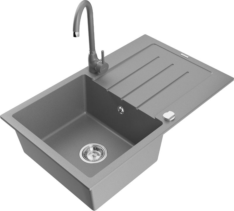 Zlewozmywak granitowy Mexen Carlos 1,5-komorowy biały 582x475 mm - 6518581500-20-G 1 szt.