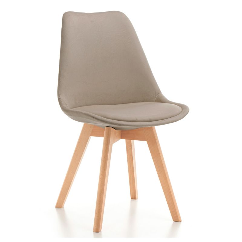 Krzesło tapicerowane New Home DUBLIN WELUR ciemnobeżowe skandynawskie 1 szt.