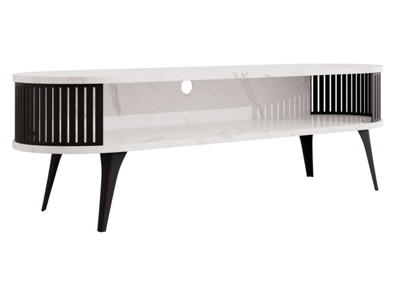 Szafka RTV owalna MIRJAN 24 Roenni czarny/marmur bianco 1 szt.