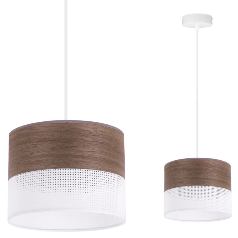 Lampa sufitowa wisząca Light Home LH Wood 1x E27 60W fornir orzech klosz/biały 20cm 1szt.