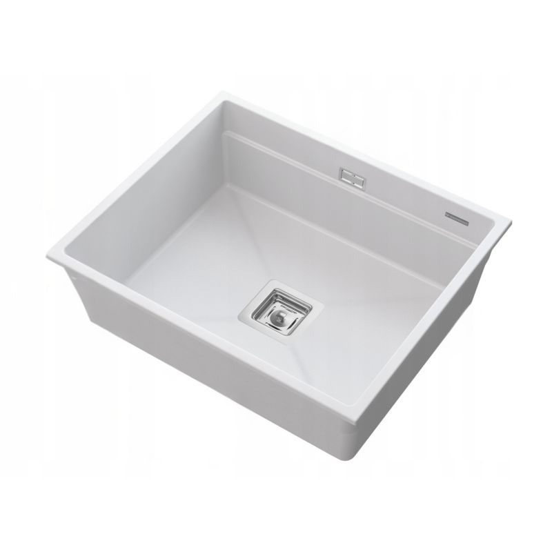 Zlewozmywak Podwieszany Granitowy Granitan Epir 60 Biały Zestaw Zlew Bateria Vegas Syfon 1 kpl.