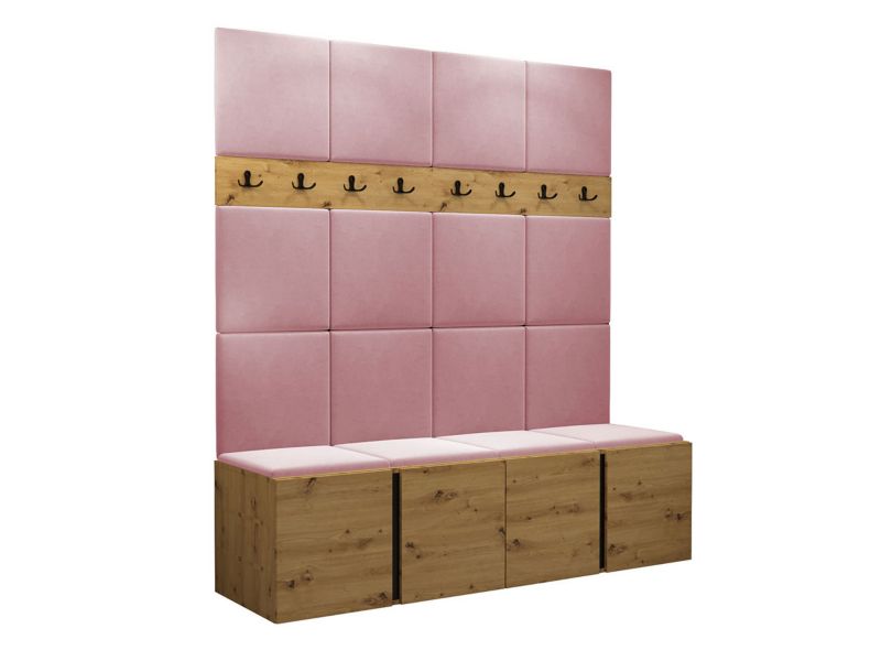 Garderoba MIRJAN 24 Orion V dąb artisan/czarny + różowy 1 kpl.