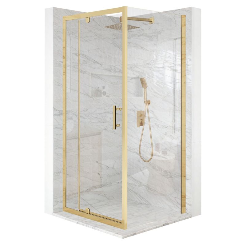 Kabina prysznicowa kwadratowa TECHGLOBE uchylna złota 80x80 szkło 6mm + powłoka 1 szt.