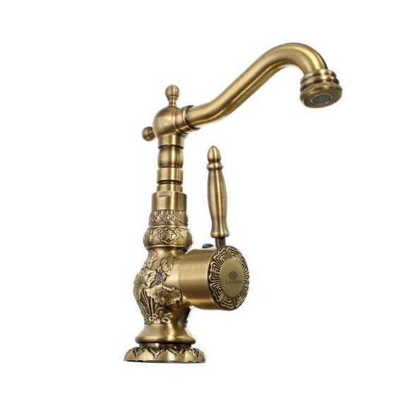 Bateria umywalkowa Lauferi TYCHE mosiężna stojąca szczotkowany mosiądz retro 1 szt.