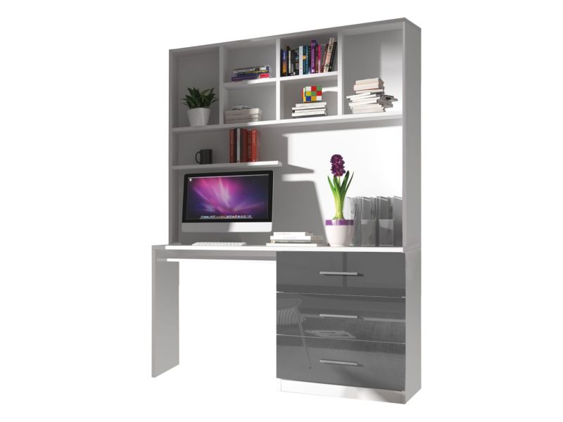 Regał z biurkiem MIRJAN 24 Raj 03 biały + szary połysk 1 szt.