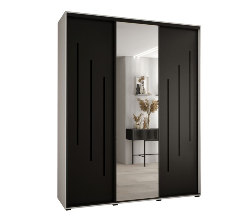 Szafa przesuwna Abiks DAVOS 9 wysoka szer.200cm gł.45cm biały/czarny/czarny 1szt.