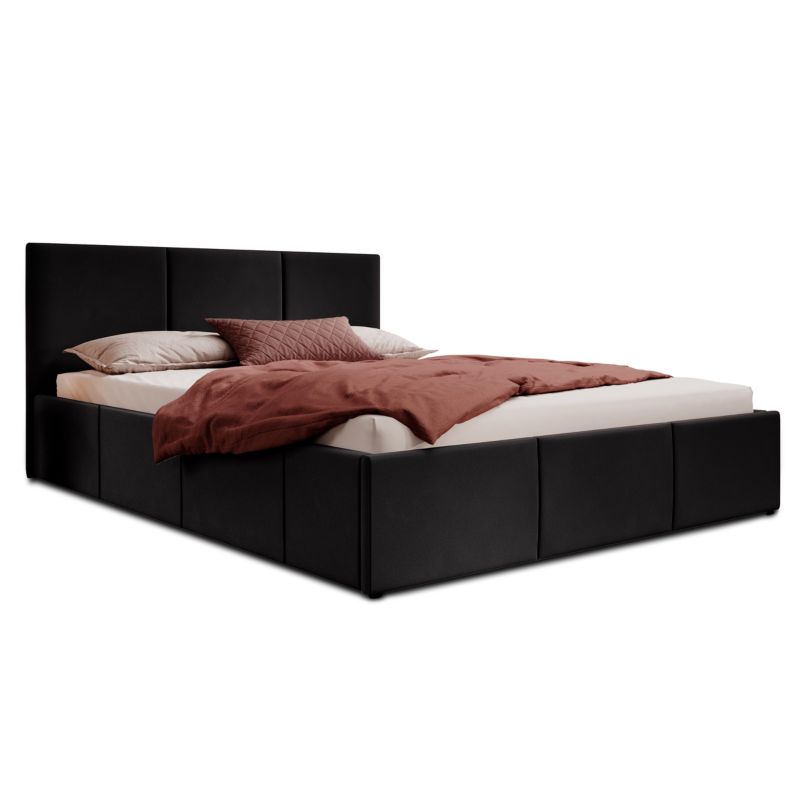 Łóżko tapicerowane z pojemnikiem MebleMWM SFG0159 180x200 czarny welur 1 szt.