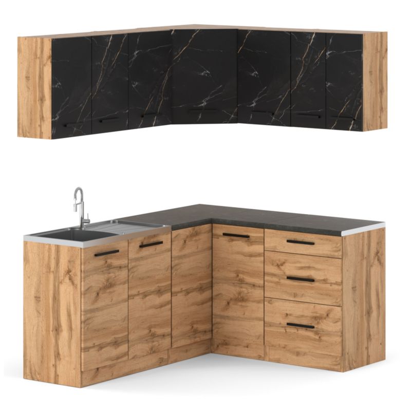 Zestaw Kuchenny Hurtownia-Mebli Z Blatem Kuchnia narożna Diana 320cm Dąb Wotan San Sebastian/Dąb Wotan 320x47x145 cm 1szt.