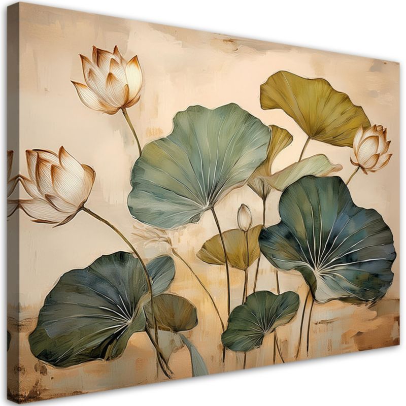 Obraz do salonu Feeby Liście Lilie Rośliny Kwiaty 90x60 cm 1szt