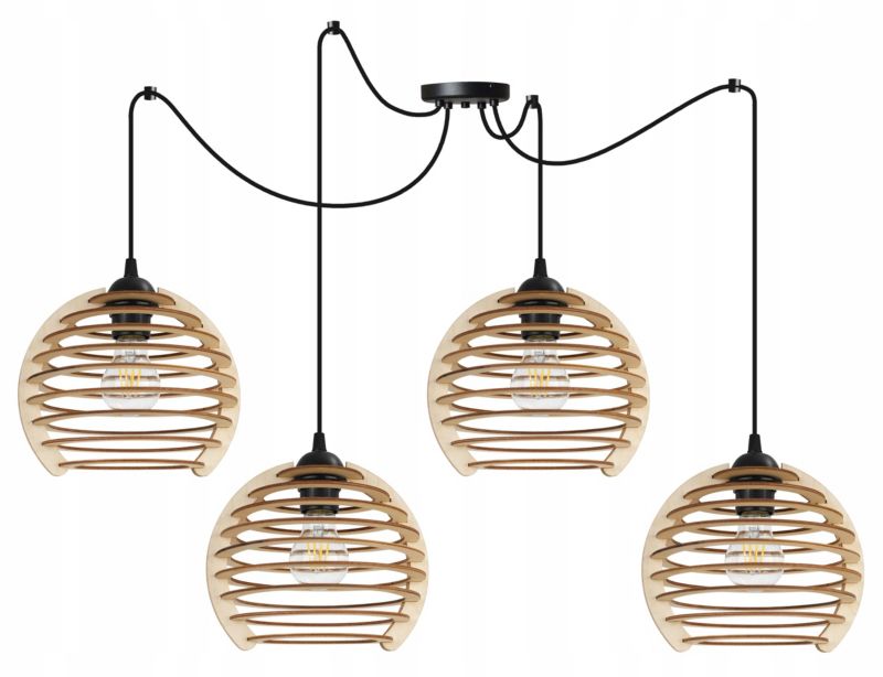 Lampa sufitowe wisząca Light Home LH Spider Timber 4x E27 60W czarny 1szt.