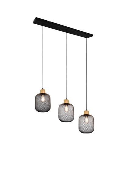 Lampa sufitowa wisząca RL Calimero czarna-jasne drewno wym: 150 x 80 x 18 cm 3xE27 x 1 szt.
