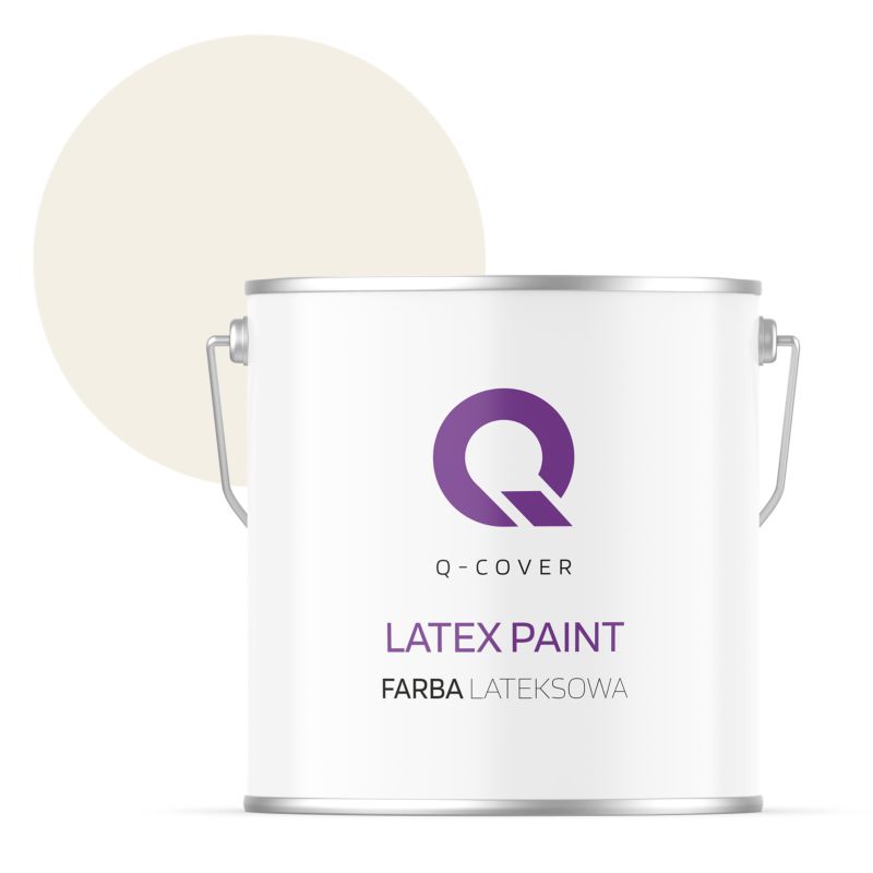 Farba Lateksowa Do Ścian i Sufitów Q-Cover Biel złamana w beż H3884 Głęboki Mat 5L