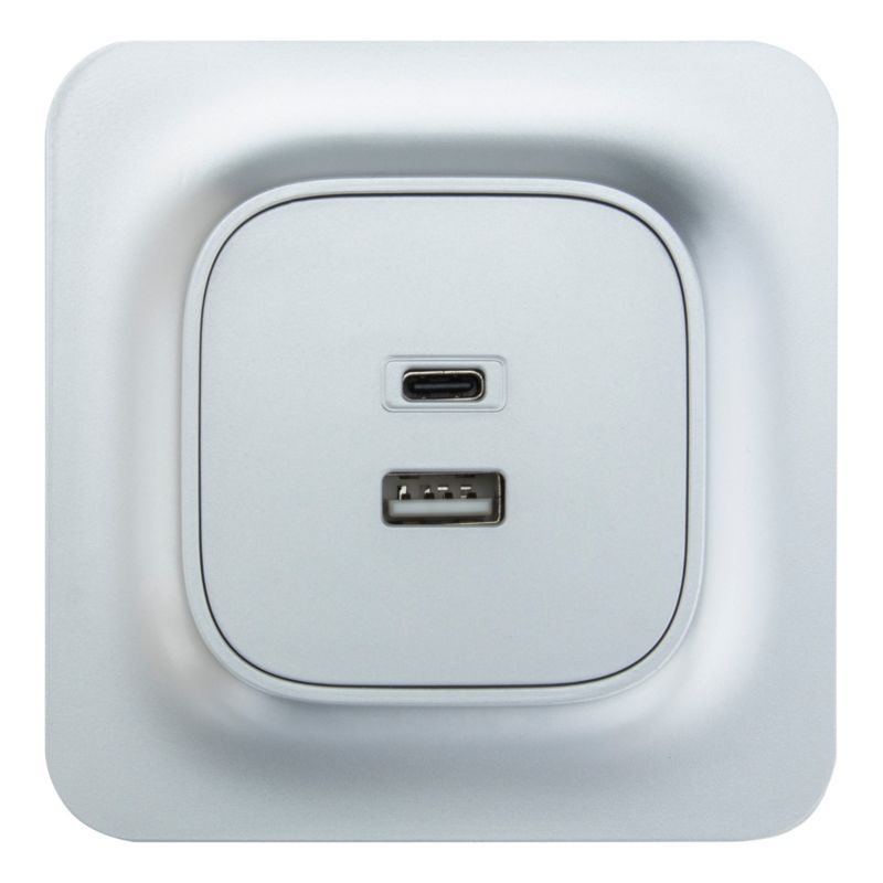 Gniazdo Jacobsen Kennet USB C USB A srebrne