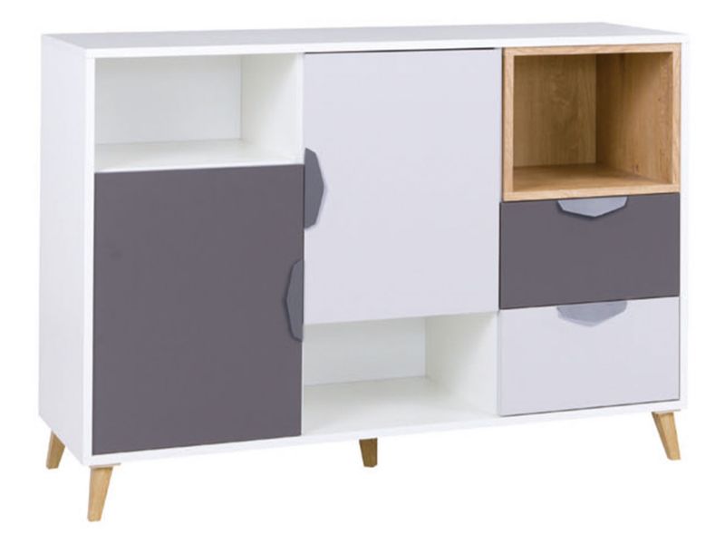 Komoda MIRJAN 24 Joker 7 biały + grafit / szary / dąb lefkas 1 szt.