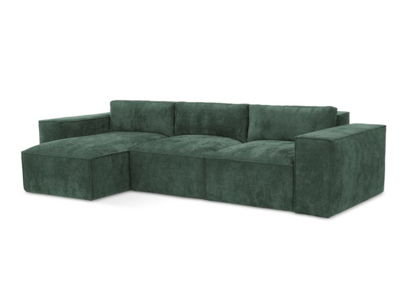 Narożnik lewostronny z funkcją spania LaMiaSofa Asti z tkaniny szenilowej 315x160 cm zielony 1 szt.