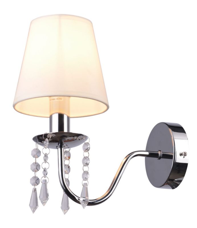 Kinkiet ścienny Candellux Ruti chromowany biały-przezroczysty 1 x E14 x 40W IP20 wym: 27 x 13 x 25 cm - 1 szt.