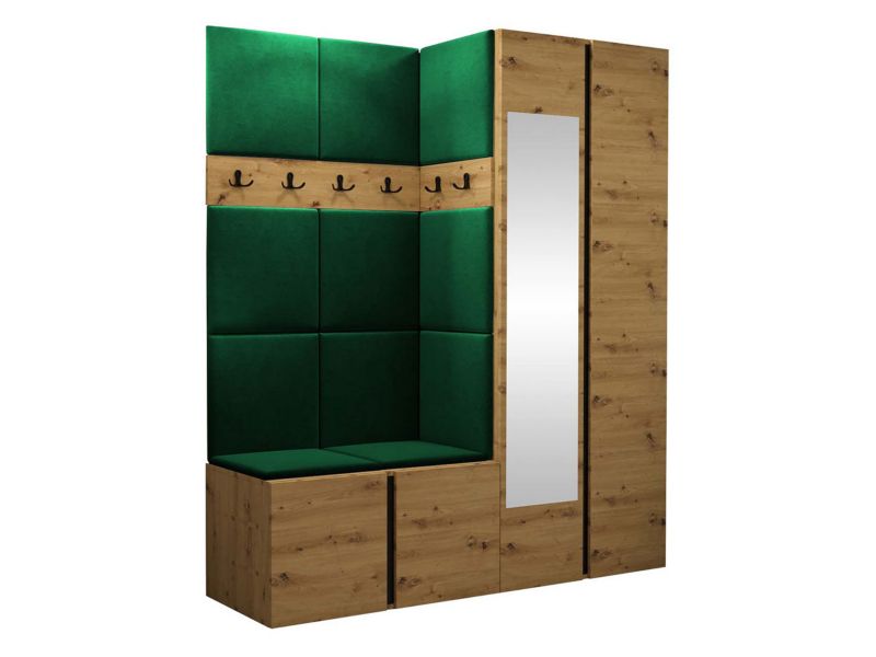 Garderoba MIRJAN 24 Orion XII dąb artisan/czarny + butelkowa zieleń 1 kpl.