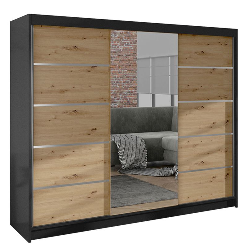 Szafa MIRJAN 24 z drzwiami przesuwnymi Derby VI czarny/dąb artisan 1 szt.