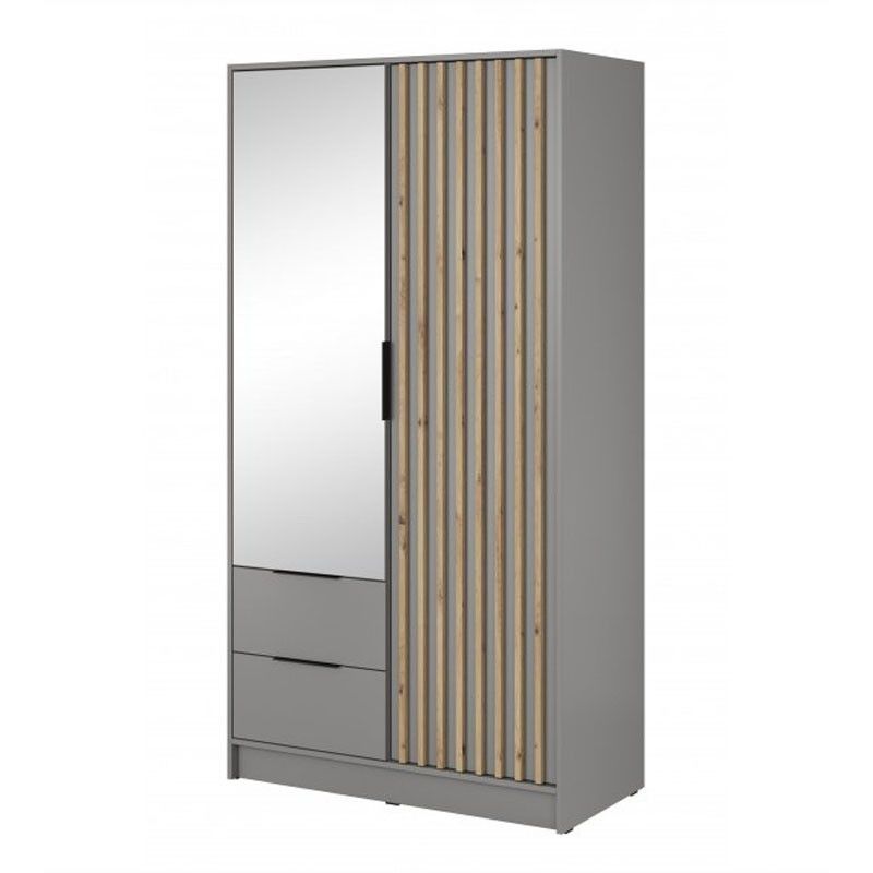 Szafa dwudrzwiowa z szufladami Bettso Nelly 2D z lustrem i lamelami szary 1szt.