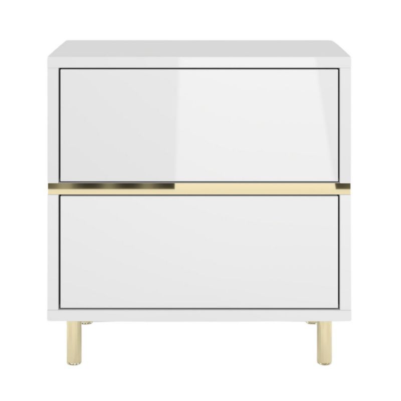 Biała szafka nocna Dancan MARIKA ze złotymi dodatkami 1 szt.