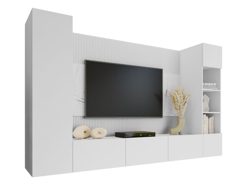 Meblościanka MIRJAN 24 Deromi IV biały + biały marmur 1 kpl.