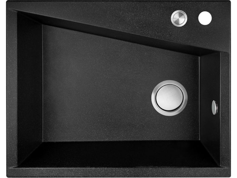 Zlewozmywak Granitowy, Laveo, Czarny, Jednokomorowy, Grenada, 48x60cm, z syfonem, 1 szt.