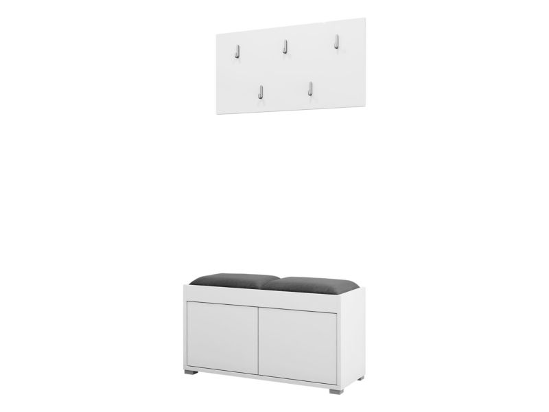 Garderoba MIRJAN 24 z siedziskiem Gesita VII biały plusz stalowy szary 1 szt.