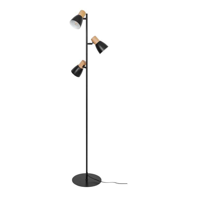 Lampa podłogowa GoodHome Cornflower 3 x E27 czarno drewniana