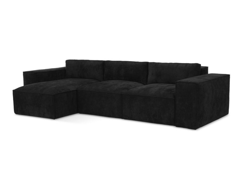 Narożnik lewostronny z funkcją spania LaMiaSofa Asti z tkaniny szenilowej 315x160 cm czarny 1 szt.