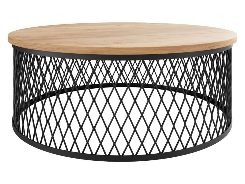 Stolik kawowy okrągły MIRJAN 24 Meolte czarny/dąb craft złoty 1 szt.