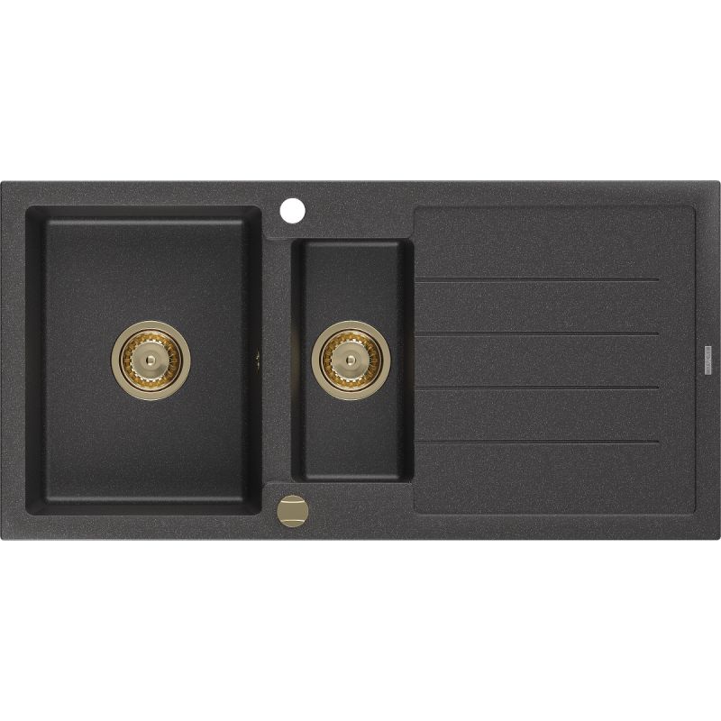 Zlewozmywak wpuszczany Mexen Andres 1,5-komorowy czarny/srebrny metalik 1000 x 500 mm - 6515101510-73-G 1 szt.