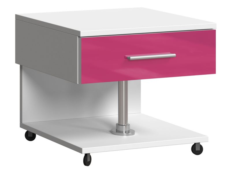 Stolik nocny MIRJAN 24 Raj 05 biały + różowy połysk 1 szt.