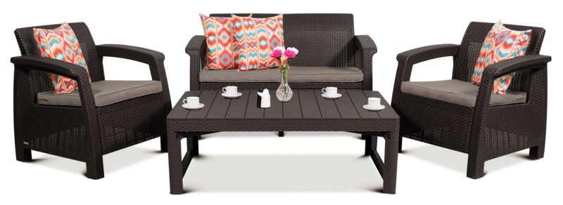 Zestaw mebli ogrodowych Keter Corfu 2-SET Lyon dla 4 osób Brąz 1 kpl.