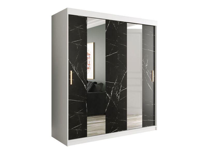 Szafa MIRJAN 24 Marmur Pole 180 biały mat / czarny marmur 1 szt.