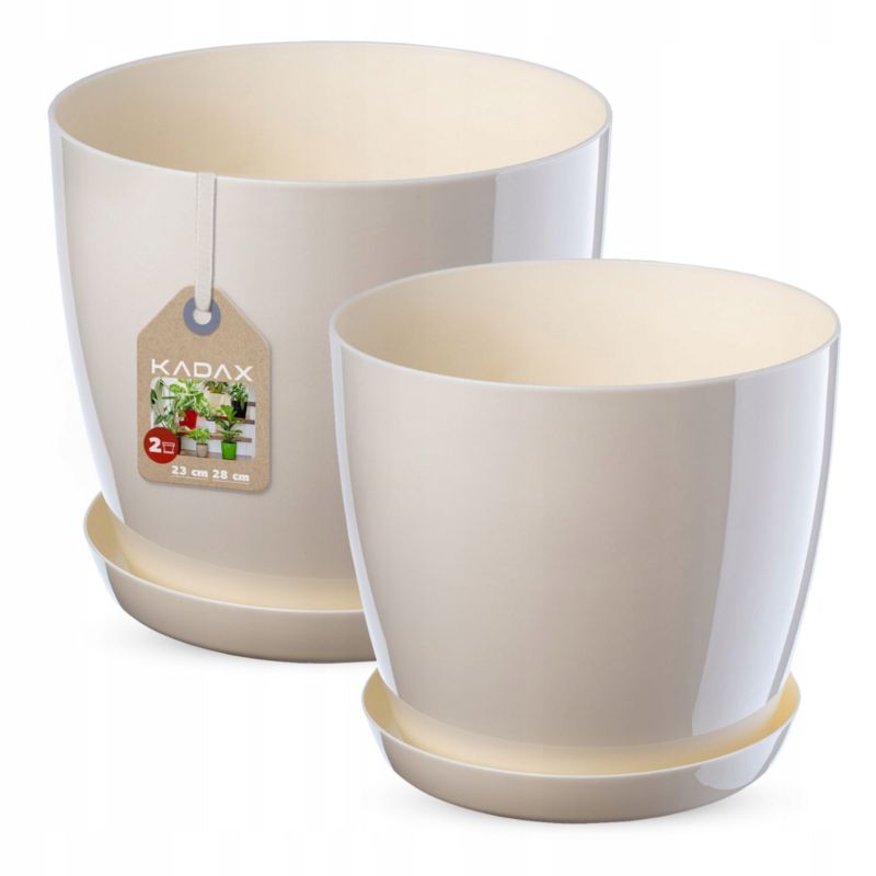 Doniczka KADAX Z Podstawką Kremowa Zestaw 23+28cm 1 szt.