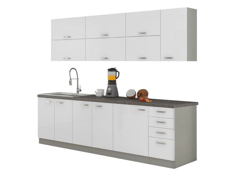 Meble kuchenne MIRJAN 24 Multiline IV szary / biały połysk 1 kpl.