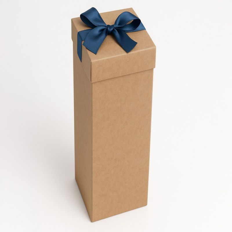 Pudełko Neopak K-867 EKO brąz na wino kokarda Niebieska 1 szt.