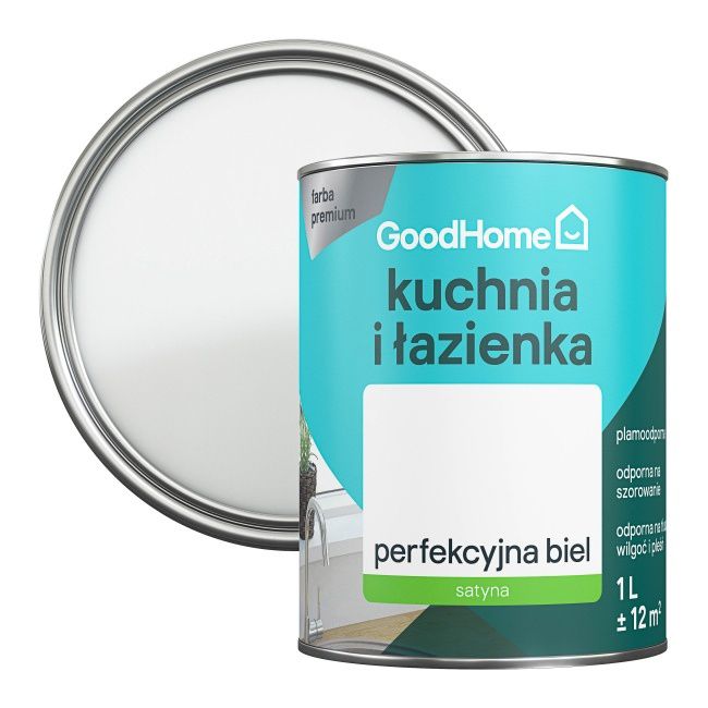 Farba GoodHome Kuchnia i Łazienka biała satynowa 1 l