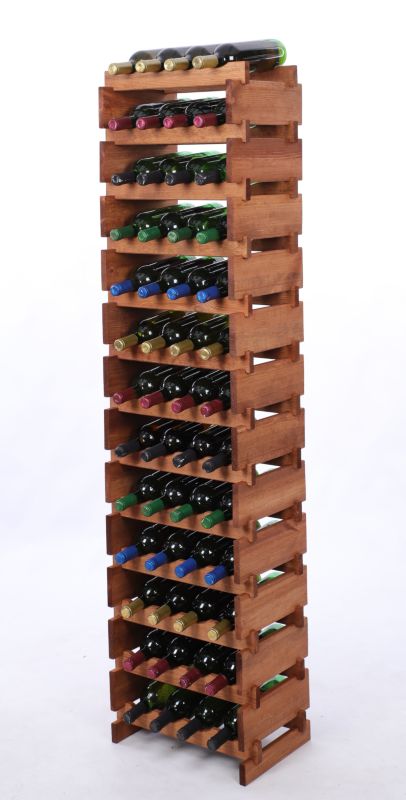 Stojak na wino MODO24 regał modułowy na butelki 13 leżni x 4 butelki montaż bez narzędzi impregnacja brązowa 1 szt.