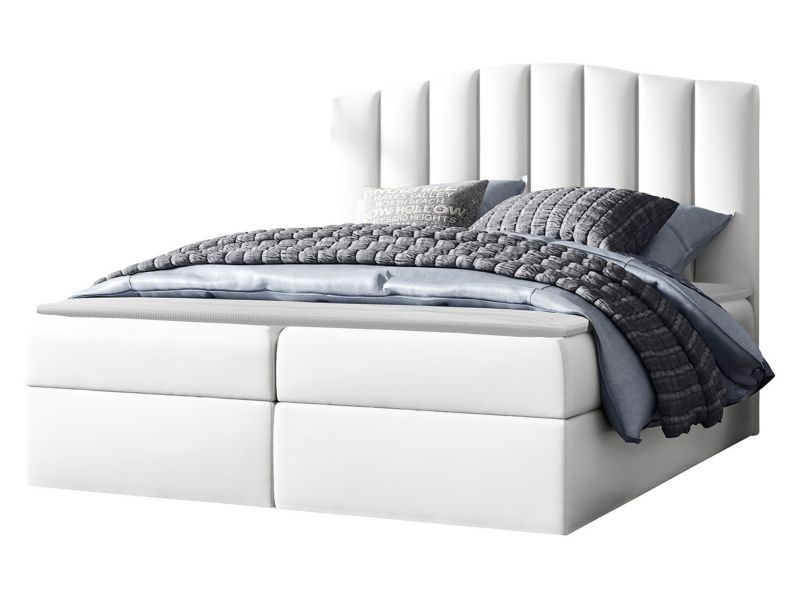 Łóżko kontynentalne MIRJAN 24 Lindos 180x200 biała ekoskóra 1 szt.