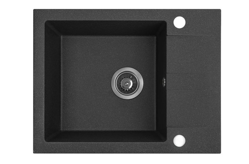 Zlewozmywak Granitowy, Kuchinox, Czarny, Shire, 44x57cm, z ociekaczem, z syfonem, 1 szt.