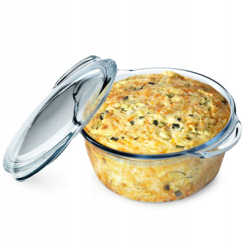 Naczynie Żaroodporne KADAX Z Pokrywką 2,15L małe Do Zapiekania Okrągłe 1szt.