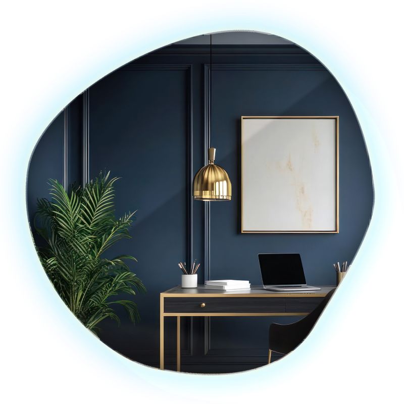 Lustro Organiczne z Ośwetleniem ArtPrintCave 77x77 cm Zimne Wiszące Nieregularne Boho 1 szt.