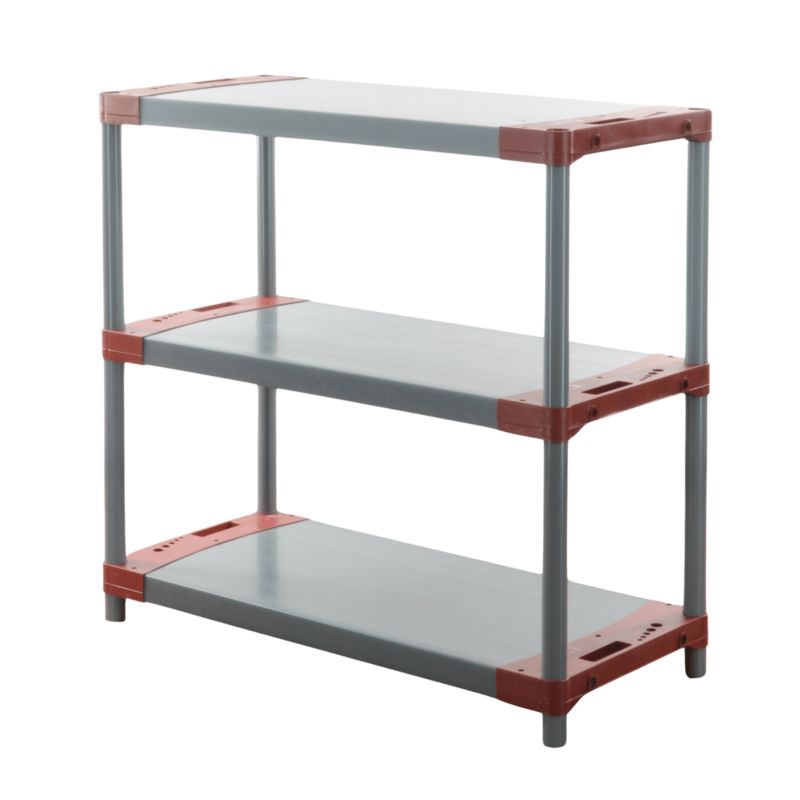 Regał plastikowy MODO24 czerwony do piwnicy 98x130x46 cm 97% recykling 1 szt.