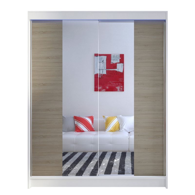 Szafa MIRJAN 24 z drzwiami przesuwnymi Camino II z oświetleniem RGB biały/dąb sonoma 1 szt.