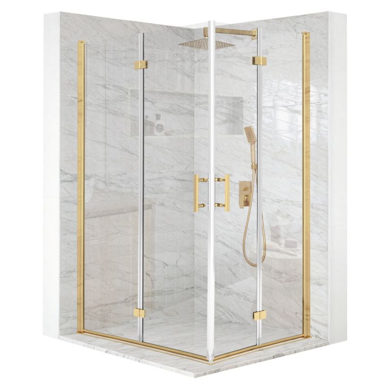 Kabina prysznicowa prostokątna TECHGLOBE uchylna złota 110x80 szkło 6mm + powłoka 1 szt.
