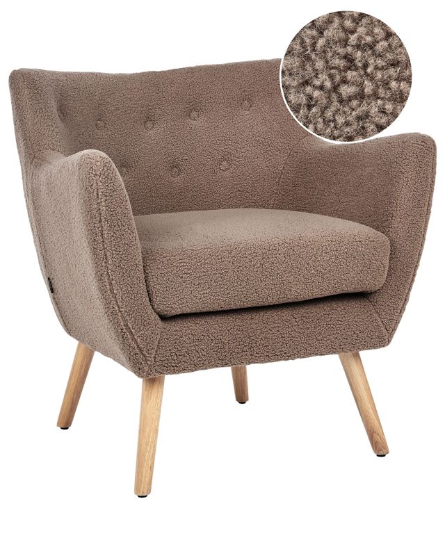 Fotel Drammen Boucle Brązowy 1 szt.